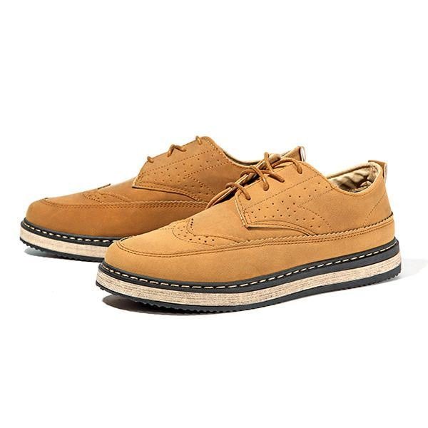 Herre Casual Retro Britisk Skinn Brogue Oxfords Sko