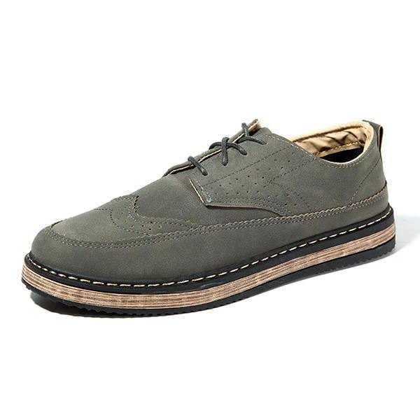 Herre Casual Retro Britisk Skinn Brogue Oxfords Sko