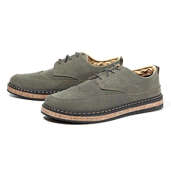 Herre Casual Retro Britisk Skinn Brogue Oxfords Sko