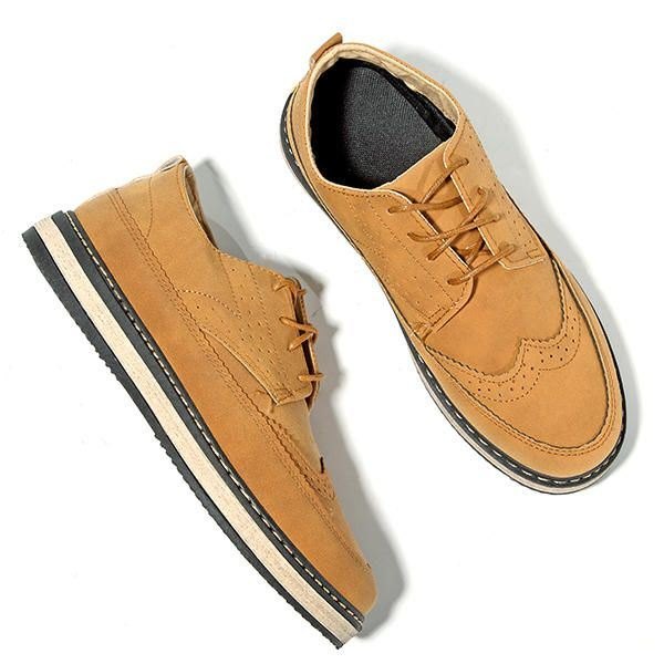 Herre Casual Retro Britisk Skinn Brogue Oxfords Sko