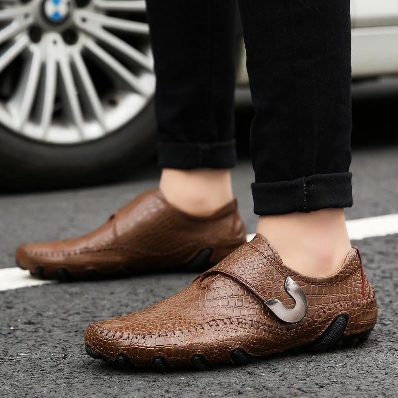 Herre Casual Spenne Alligator Mønster Oxfords I Ekte Skinn