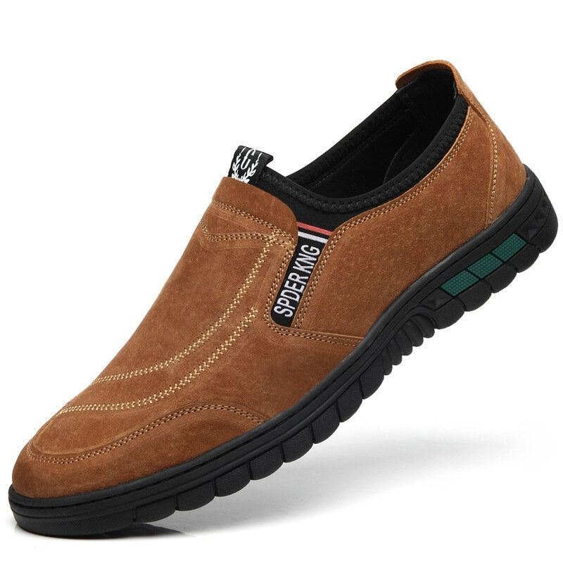 Herre Comfy Pigskin Skinnsøm Sklisikker Rund Tå Lazy Slip-on Loafers Sko