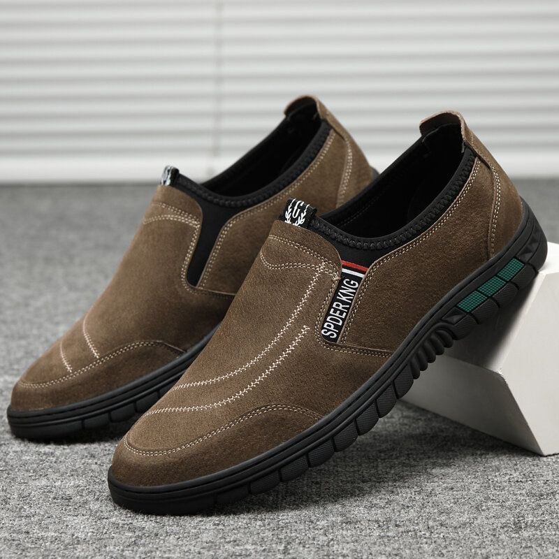 Herre Comfy Pigskin Skinnsøm Sklisikker Rund Tå Lazy Slip-on Loafers Sko