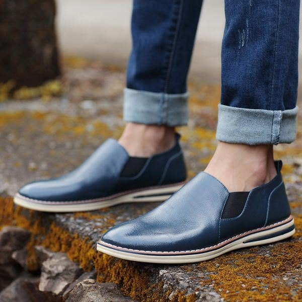 Herre Ekte Skinn Casual Slip On Business Oxfords Sko