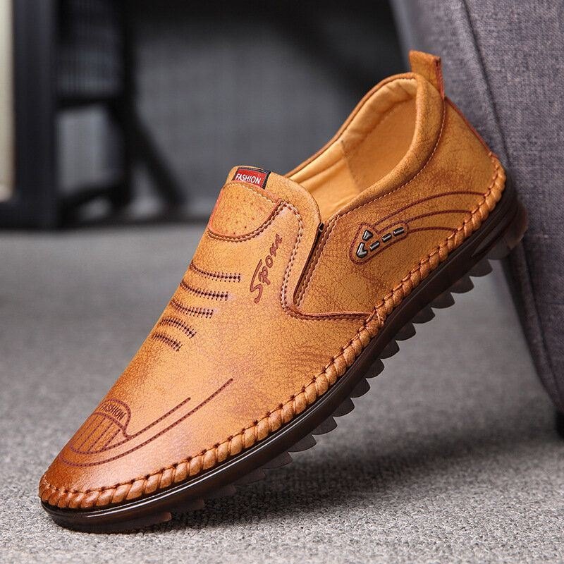 Herre Mikrofiber Skinn Sklisikker Myk Såle Casual Business Loafers