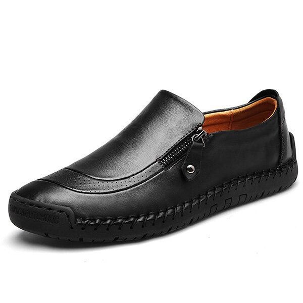 Herre Myk Håndsøm Ekte Skinn Sideglidelås Slip On Oxfords