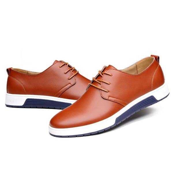 Herre Skinn Rund Toe Oxfords Sneaker