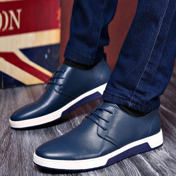 Herre Skinn Rund Toe Oxfords Sneaker