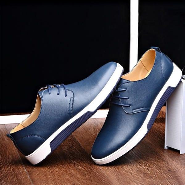 Herre Skinn Rund Toe Oxfords Sneaker