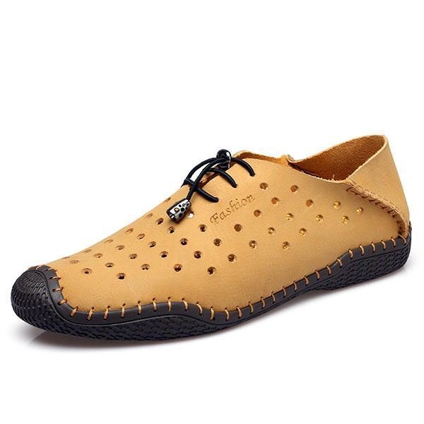 Herre Snøring Casual Leather Hollow Out Outdoor Oxfords