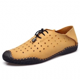 Herre Snøring Casual Leather Hollow Out Outdoor Oxfords