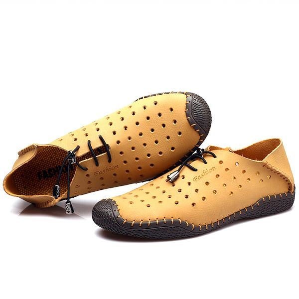 Herre Snøring Casual Leather Hollow Out Outdoor Oxfords