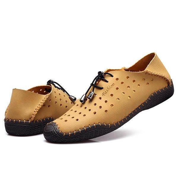 Herre Snøring Casual Leather Hollow Out Outdoor Oxfords