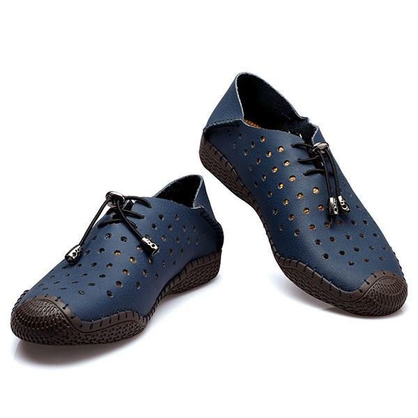 Herre Snøring Casual Leather Hollow Out Outdoor Oxfords