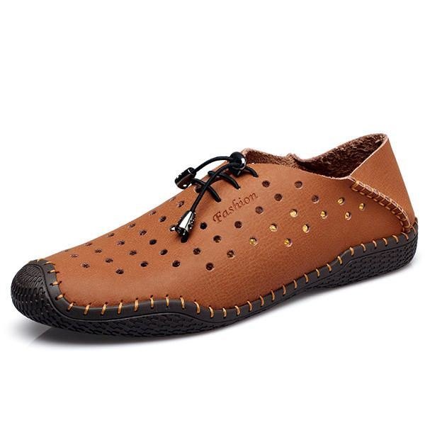 Herre Snøring Casual Leather Hollow Out Outdoor Oxfords