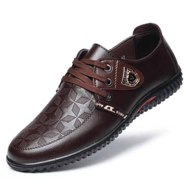 Lace Up Faux Lining Rund Toe Leather Flat Oxfords For Men