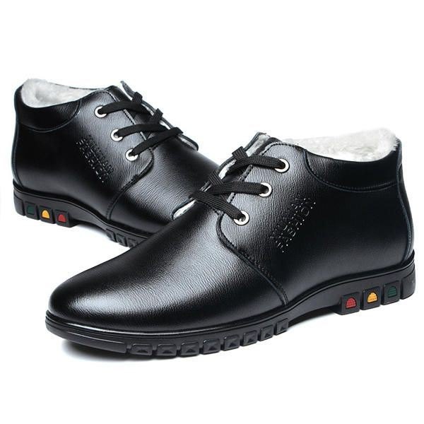 Lace Up Faux Lining Rund Toe Leather Flat Oxfords For Men