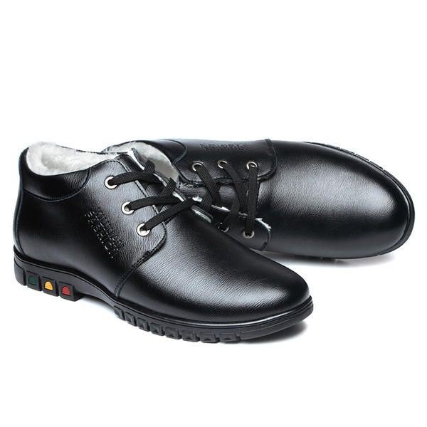 Lace Up Faux Lining Rund Toe Leather Flat Oxfords For Men