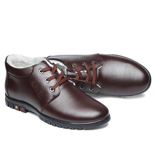 Lace Up Faux Lining Rund Toe Leather Flat Oxfords For Men