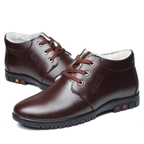 Lace Up Faux Lining Rund Toe Leather Flat Oxfords For Men