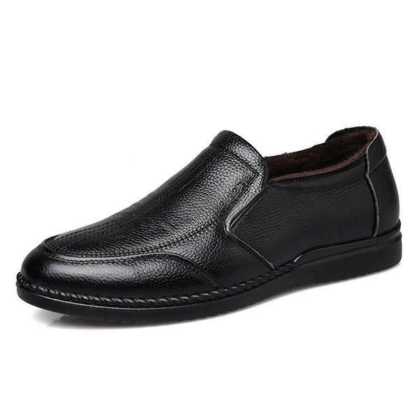 Men Comfy Genuine Leather Slip On Oxfords