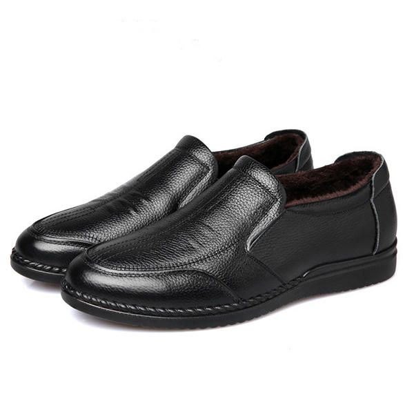 Men Comfy Genuine Leather Slip On Oxfords