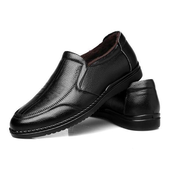 Men Comfy Genuine Leather Slip On Oxfords