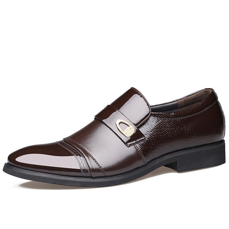 Men Comfy Leather Cap Toe Slip On Business Formelle Sko