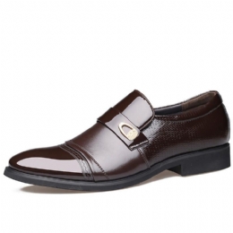 Men Comfy Leather Cap Toe Slip On Business Formelle Sko