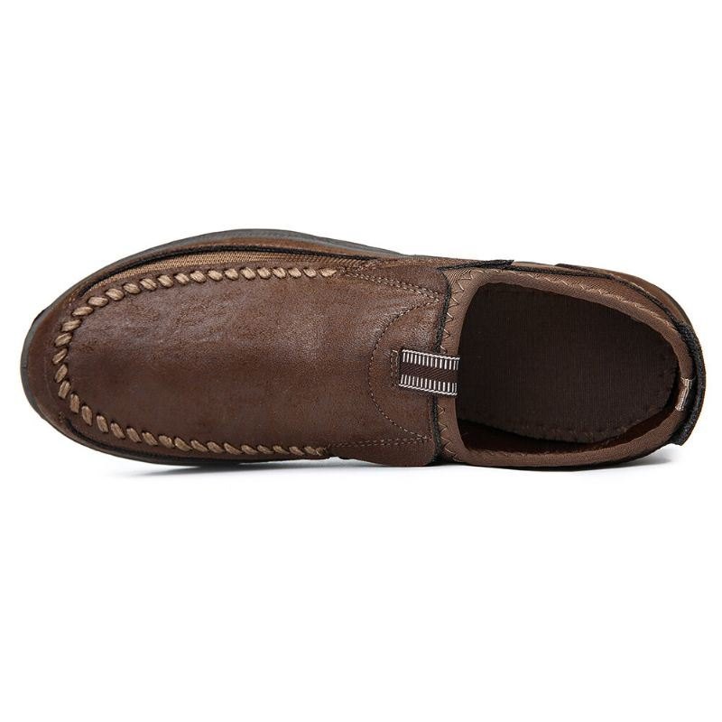 Menns Uformelle Comfy Myk Moc Toe Slip On Leather Oxfords