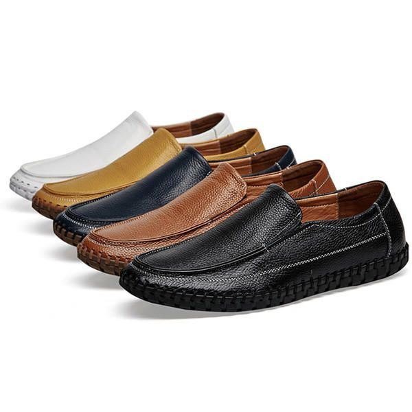 Men's Pure Color Mykt Skinn Slip On Casual Flat Oxfords