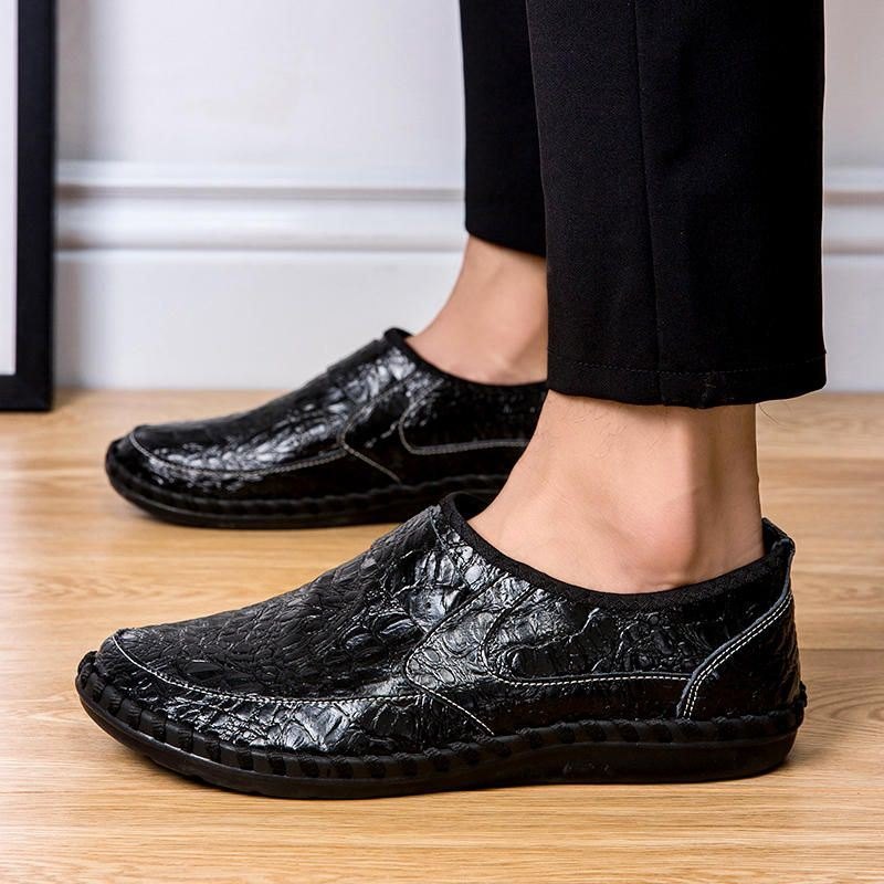 Mykt Okseskinn Håndsøm For Herre Uformelle Slip On Business Oxfords