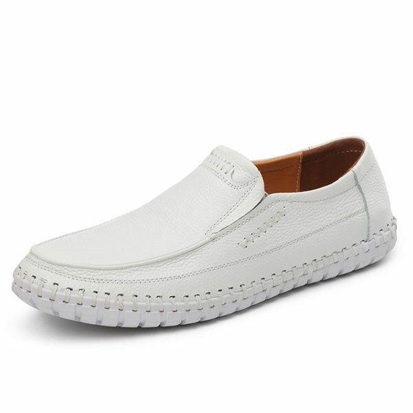 Sko Herre Ekte Skinn Håndsøm Myk Såle Slip On Oxfords