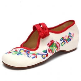 Blomsterbrodert Slip On Retro Flat Loafers For Kvinner