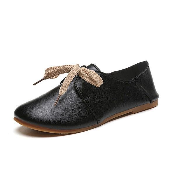 Casual Rund Toe Lace Up Casual Flat Loafers For Kvinner