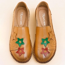 Casual Soft Star Flat Leather Loafers For Kvinner