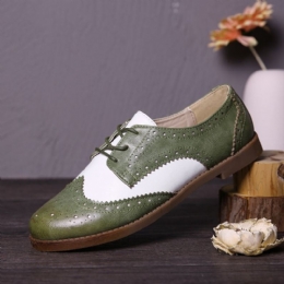 Color Block Snøring Casual Dame Brogue Flats Sko