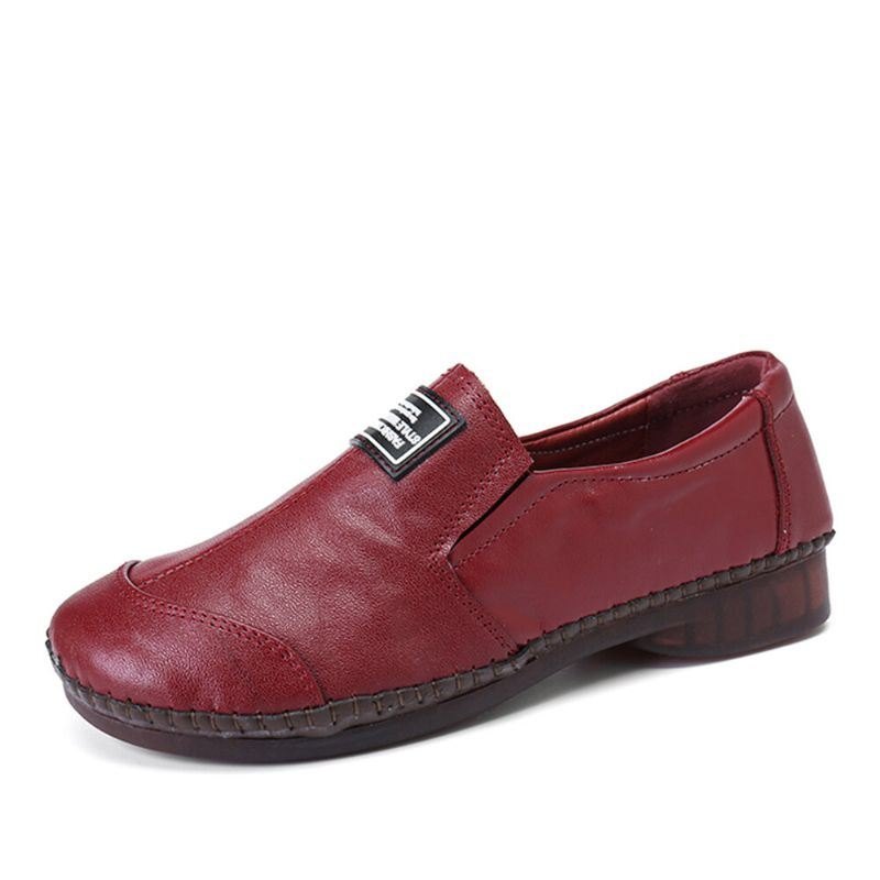 Comfy Ekte Skinn Myke Sklisikre Flate Loafers