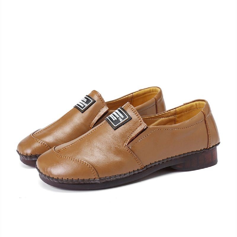 Comfy Ekte Skinn Myke Sklisikre Flate Loafers