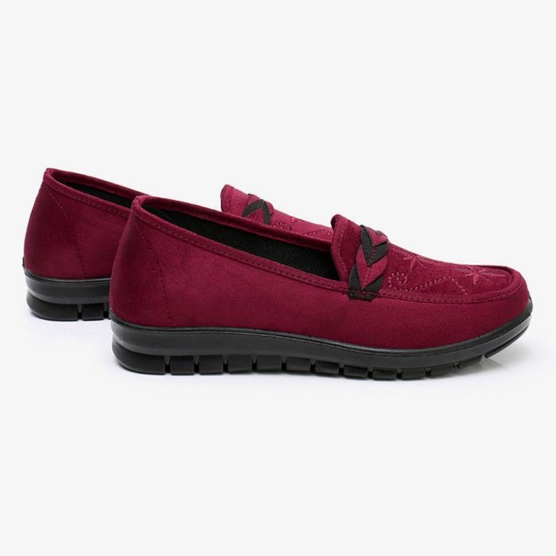 Dame Blomster Broderi Grunne Bærbare Slip-on Loafers