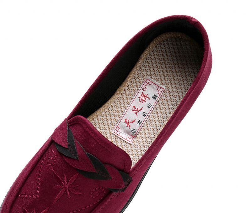 Dame Blomster Broderi Grunne Bærbare Slip-on Loafers