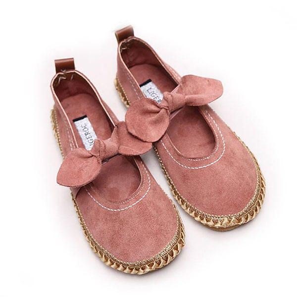 Dame Bowknot Rund Toe Slip-on Semsket Utendørs Flat Casual Sko