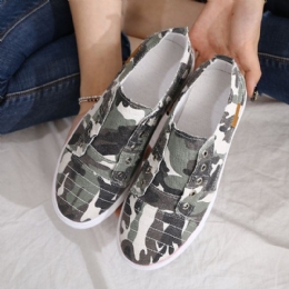 Dame Camouflage Canvas Wide Fit Comfy Wearable Casual Flats