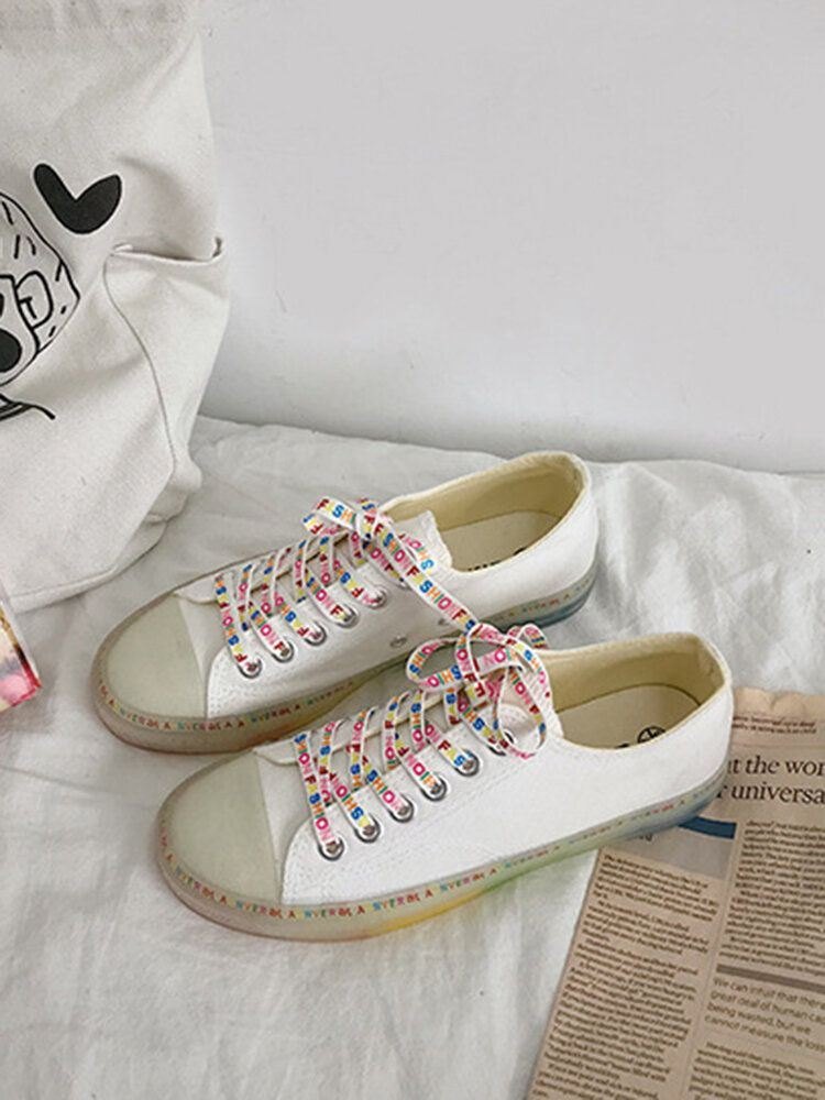 Dame Canvas Low Top Rainbow Sole Casual Student Flats