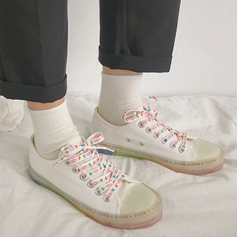 Dame Canvas Low Top Rainbow Sole Casual Student Flats