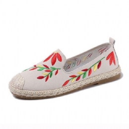 Dame Casual Brodert Flower Clot Flat Loafers