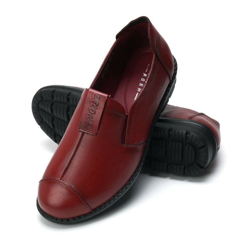 Dame Casual Comfy Myk Såle Slip On Leather Loafers