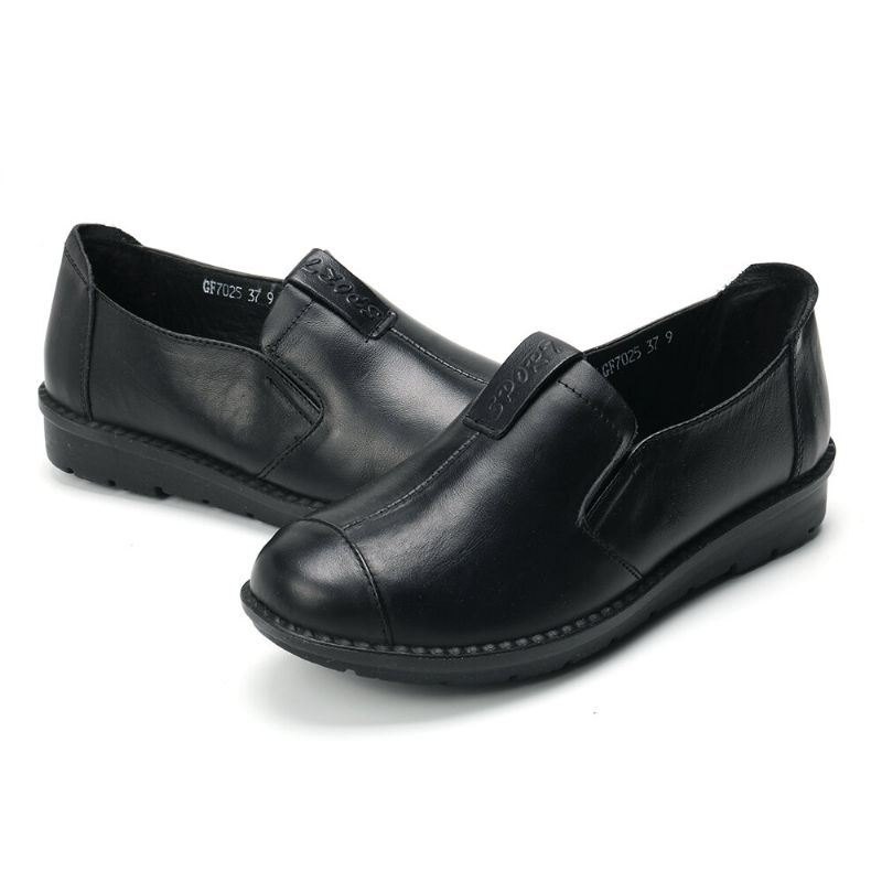 Dame Casual Comfy Myk Såle Slip On Leather Loafers