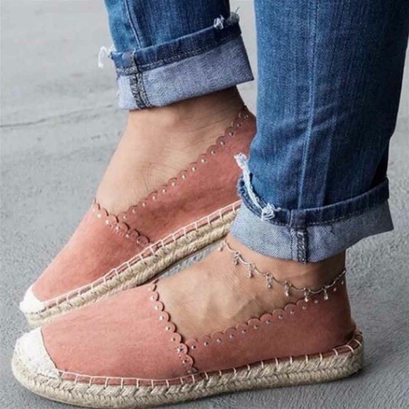 Dame Casual Comfy Pustende Espadrille Flat Slip On Flats