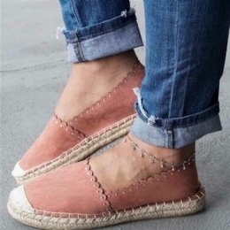 Dame Casual Comfy Pustende Espadrille Flat Slip On Flats